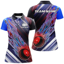Load image into Gallery viewer, Red White And Blue Bowling Ball Flame Custom Bowling Team Shirts, Ladies Patriotic Bowling Jersey IPHW6260