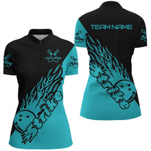 Load image into Gallery viewer, Custom Bowling Shirts For Women, Bowling Team Shirts Bowling Strike | Ball Blue IPHW5173