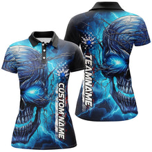 Load image into Gallery viewer, Blue Thunder Lightning Custom Bowling Team Shirts For Women, Personalized Bowling Jerseys IPHW5188