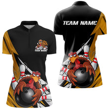 Load image into Gallery viewer, Black And Yellow Custom Funny Turkey Bowling Team Shirts For Women, Thanksgiving Outfit IPHW7876