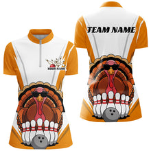 Load image into Gallery viewer, White And Yellow Custom Funny Thanksgiving Turkey Ladies Bowling Shirts Bowling Team Outfit IPHW7884