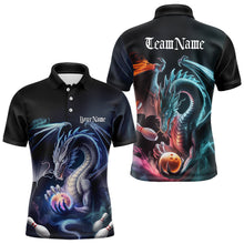 Load image into Gallery viewer, Blue Smoke Custom Dragon Bowling Team Polo Shirts For Men, Dragon Bowling Tournament Shirt IPHW8323