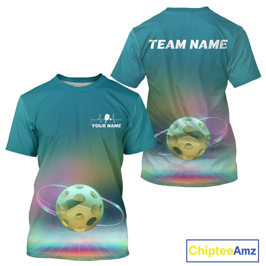 Custom Galaxy Colors Holographic Pickleball Team T-Shirts For Men, Pickleball League IPHW9436