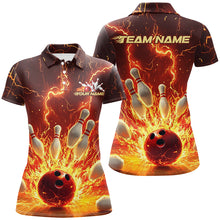 Load image into Gallery viewer, Custom Flame Bowling Shirts For Women, Fire Bowling Team League Shirt Bowler Uniform Outfit IPHW7895