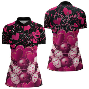 Black And Pink Custom Valentines Day Womens Bowling Quarter-Zip Shirt, Bowling Couple Shirt IPHW8328