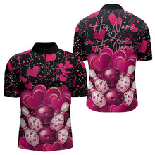 Load image into Gallery viewer, Black And Pink Custom Valentines Day Bowling Quarter-Zip Shirts For Men, Bowling Couple Shirt IPHW8328