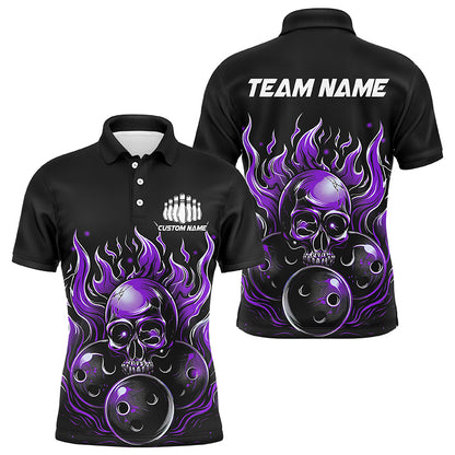 Custom Multi-Color Flaming Skull Bowling Team Shirts For Men And Women, Flaming Bowling Jerseys Bowlers Outfit IPHW6581