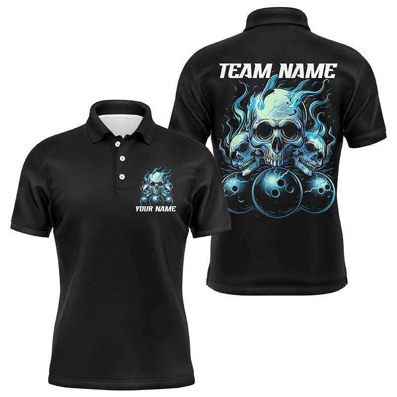 Custom Multi-Color Flame Skull Unisex Bowling Team Shirts, Strike Bowling League Team Jerseys IPHW6582