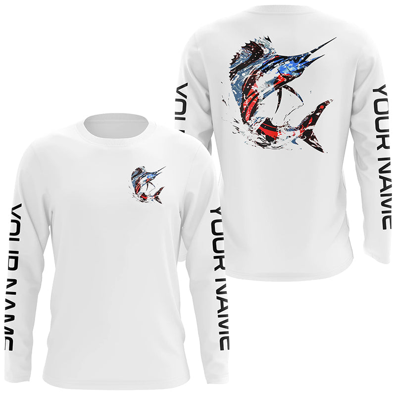 Custom Patriotic American Flag Sailfish Fishing Shirts, Sailfish Fishing Tournament Jerseys IPHW6904