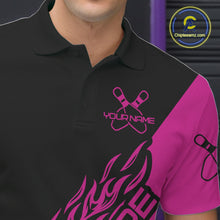 Load image into Gallery viewer, Custom Black And Pink Flame Spare Bowling Men Shirts, Bowling Team League Jerseys IPHW10691