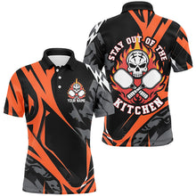 Load image into Gallery viewer, Custom Flame Skull Pickleball Polo Shirts For Men Sayings "Stay Out Of The Kitchen" IPHW6908