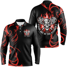 Load image into Gallery viewer, Custom Flame Skull Pickleball Polo Shirts For Men Sayings "Stay Out Of The Kitchen" | Red IPHW6909