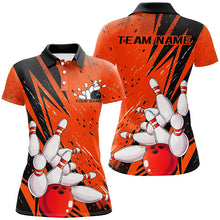 Load image into Gallery viewer, Black And Orange Custom Grunge Ladies Bowling Shirts, Bowling League Shirt Bowling Jersey IPHW7906