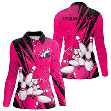 Load image into Gallery viewer, Black And Pink Custom Grunge Ladies Bowling Shirt, Bowling League Shirt Bowling Team Jersey IPHW7908