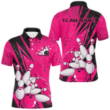 Load image into Gallery viewer, Black And Pink Custom Grunge Bowling Shirts For Men, Bowling League Shirt Bowling Team Jersey IPHW7908