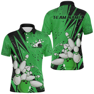 Black And Green Custom Grunge Bowling Shirts For Men, Bowling League Shirt Bowling Team Jersey IPHW7909