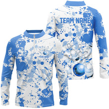 Load image into Gallery viewer, Custom White And Blue Bowling Shirts For Men, Bowling Team Shirts Bowling Jerseys With Name IPHW7918
