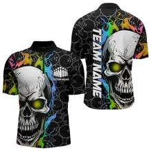 Load image into Gallery viewer, Custom Skull Bowling Quarter-Zip Shirt For Men,Flame Bowler Jerseys  5008IPHW
