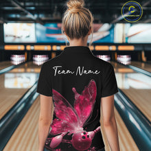 Load image into Gallery viewer, Custom Pink Galaxy Butterfly Bowling Women Quarter-Zip Shirts, Ladies Bowling Outfit IPHW10942