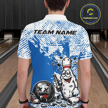 Load image into Gallery viewer, Blue Custom Funny Drunk Bowling Ball And Pin Bowling Beer Men Polo Shirt, Bowler Jersey IPHW11238