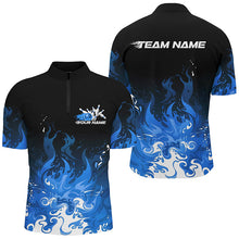 Load image into Gallery viewer, Custom Blue Flame Bowling Shirts For Men, Team Name Bowling League Shirts Bowlers Outfits IPHW7405