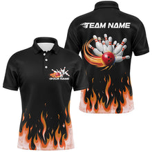 Load image into Gallery viewer, Custom Flame Bowling Shirts For Men, Bowling Team Shirts With Name Bowling League Shirt IPHW7406