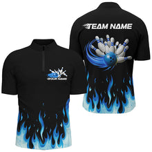 Load image into Gallery viewer, Custom Blue Flame Bowling Shirts For Men, Bowling Team Shirts With Name Bowling League Shirt IPHW7407