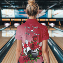 Load image into Gallery viewer, Custom Valentine Bowling Quarter-Zip Shirts For Women, Bowling And Red Roses Couple Outfits IPHW8350