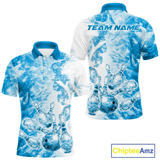Custom Blue Ice Crystal Bowling Team Jerseys For Men, Women And Kid, Bowling Tournament Shirts Multi Styles IPHW10424