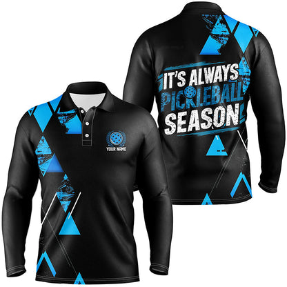 Men'S Pickleball Shirts With Custom Name Sayings "It'S Always Pickleball Season" | Blue IPHW6914