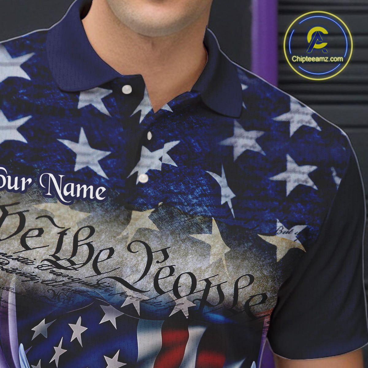 Customized Eagle Bowling Shirt Patriotic Polo Bowling Jersey For Men US Bowling | Blue IPHW7110