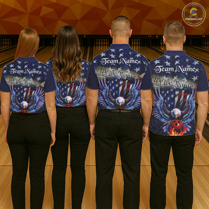 Customized Eagle Bowling Shirt Patriotic Polo Bowling Jersey For Men US Bowling | Blue IPHW7110