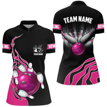 Load image into Gallery viewer, Pink Flame Bowling Polo Shirts For Women, Custom Bowling Team Jerseys Bowler Outfits IPHW5219