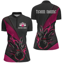 Load image into Gallery viewer, Black And Red Custom Flame Bowling Tournament Jerseys For Women, Bowling Team Bowler Outfit IPHW7924