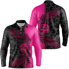 Load image into Gallery viewer, Black And Pink Custom Bowling Ball And Wings Bowling Shirts For Men, Bowling Team Uniform IPHW7928