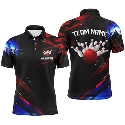 Black, Red And Blue Custom Patriotic Bowling Shirts For Men, Us Bowling League Shirts IPHW7115