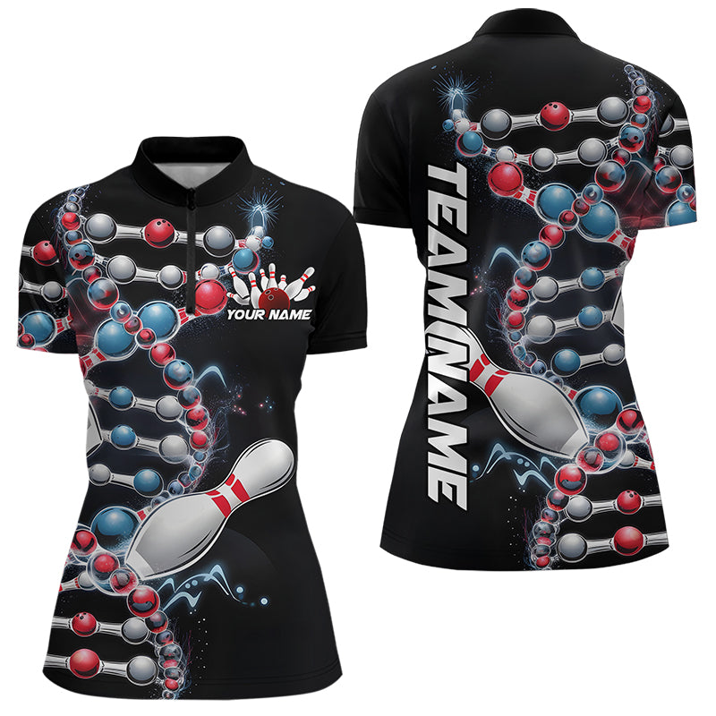 Bowling Is In My Dna Custom Bowling Team Quarter-Zip Shirts For Women, Bowling League Shirt IPHW8372
