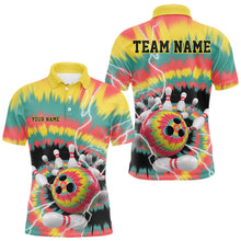 Load image into Gallery viewer, Custom Colorful Tie Dye Bowling Polo Shirts For Men, Rainbow Bowling Outfit IPHW9115