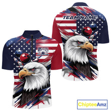 Load image into Gallery viewer, Custom Patriotic Eagle Bowling Shirts For Men, US Flag Bowling League Team Shirt IPHW9476