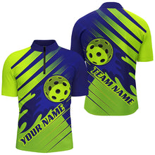Load image into Gallery viewer, Blue And Green Custom Flame Ball Pickleball Shirts For Men, Personalized Pickleball Team Uniform IPHW7454
