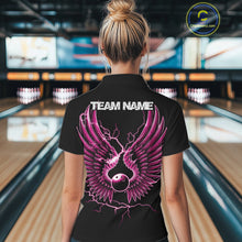 Load image into Gallery viewer, Custom Pink Lightning Bowling Ball With Wings Bowling Women Team Shirt, Bowling Jerseys IPHW10731