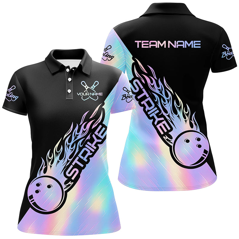 Strike Bowling Polo Shirts For Women, Custom Bowling Team Shirts Bowler Outfit IPHW5240