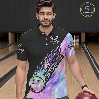 Strike Bowling Polo Shirts For Men, Custom Bowling Team Shirts Bowler Outfit IPHW5242