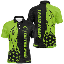 Load image into Gallery viewer, Black And Green Custom Flame Pickleball Shirts For Men, Pickleball Team Shirt Pickleball Outfit IPHW7455