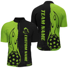 Load image into Gallery viewer, Black And Green Custom Flame Pickleball Shirts For Men, Pickleball Team Shirt Pickleball Outfit IPHW7455