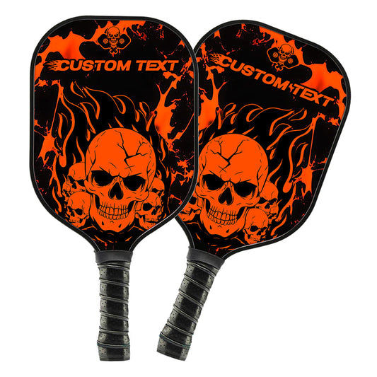 Black And Orange Flame Skull Custom Pickleball Paddle, Halloween Pickleball Paddles Gifts IPHW7463