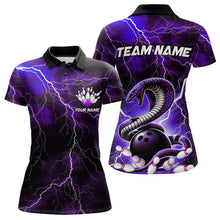 Load image into Gallery viewer, Purple Thunder Lightning Custom Cobra Snake Bowling Women Polo Shirts, Bowling Team Shirt IPHW8898