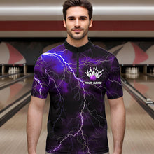 Load image into Gallery viewer, Purple Thunder Lightning Custom Cobra Snake Bowling Quarter-Zip Shirts For Men, Bowling Team Shirt IPHW8898