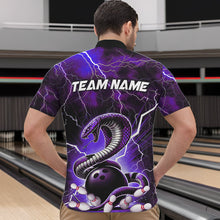 Load image into Gallery viewer, Purple Thunder Lightning Custom Cobra Snake Bowling Quarter-Zip Shirts For Men, Bowling Team Shirt IPHW8898