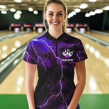 Load image into Gallery viewer, Purple Thunder Lightning Custom Cobra Snake Bowling Women Quarter-Zip Shirts, Team Shirt IPHW8898